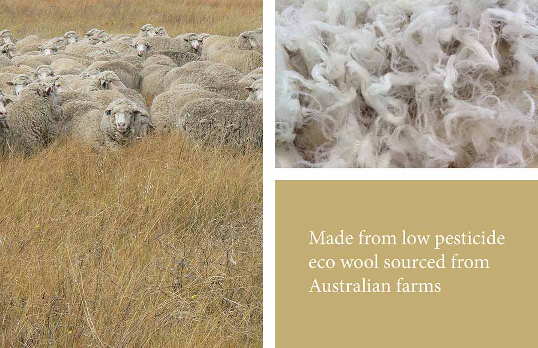 Made from low pesticide eco wool sourced from Australian farms