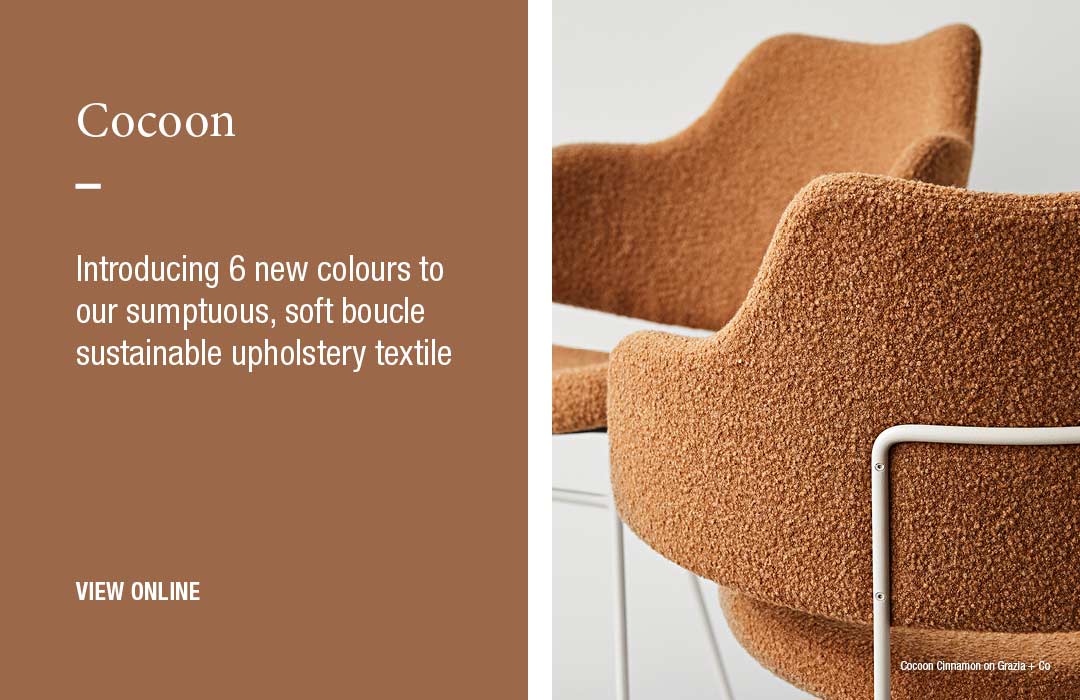 Cocoon: Introducing 6 new colours to our sumptuous, soft boucle sustainable upholstery textile