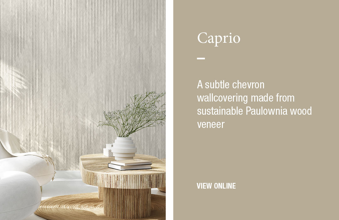 Caprio: A subtle chevron wallcovering made from sustainable Paulownia wood veneer